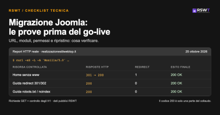 Migrazione Joomla: checklist di collaudo prima del go-live